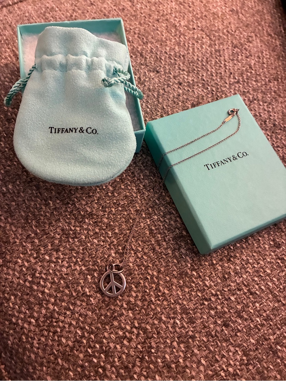 Y2K Tiffany & Co. Sterling Silver Peace Sign Necklace